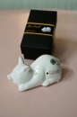 Tiziano Glücksschwein Tilly schlafend mit Glücksblatt in Geschenkbox creme weiß 10 cm