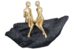 Skulptur "Verliebt" goldfarbene Figuren auf schwarzem Stein