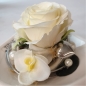 Mobile Preview: Dekoschale Triolo creme weiß mit Seidenblumengesteck creme Rose