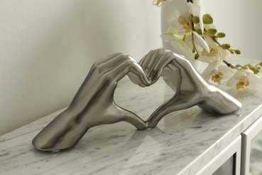 Gilde Keramik Hand "Heart" platinfarbig