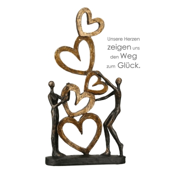 Gilde Skulptur "Herz auf Herz" 41 cm