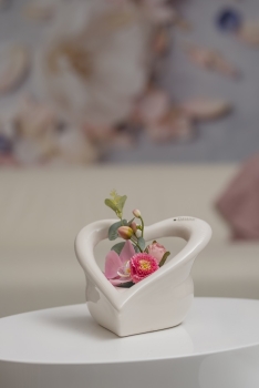 Teelichthalter Herzform Aresi creme-weiß 13 cm-Tiziano
