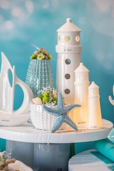 Deko Leuchtturm Farol LED creme weiß 23 cm - Tiziano