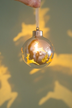 Christbaum-Kugel Vila LED mit Hirsch silber/gold 8 cm