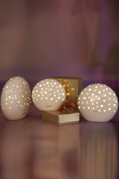 Deko Licht Mendini LED oval creme weiß 13,5 cm Tiziano