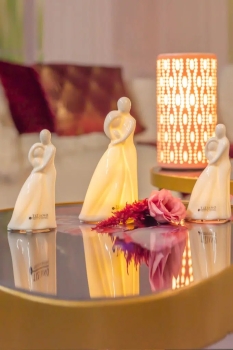 Dekofigur Paar Vincenza LED Porzellan creme weiss 13 cm Tiziano