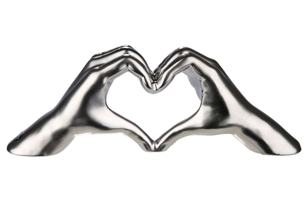 Gilde Keramik Hand "Heart" platinfarbig