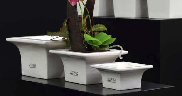 Blumentopf Vierkant Cilento 16,0 cm creme weiss - Tiziano