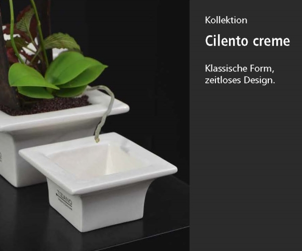Blumentopf Vierkant Cilento 16,0 cm creme weiss - Tiziano