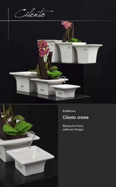 Blumentopf Vierkant Cilento 16,0 cm creme weiss - Tiziano