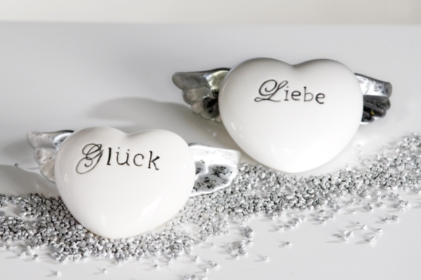 Gilde Dekoherz "Love & Luck" weiss 12,5 cm