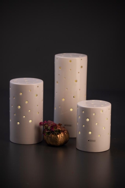 Deko Lichtsäule Latuna LED weiß creme 22 cm - Tiziano