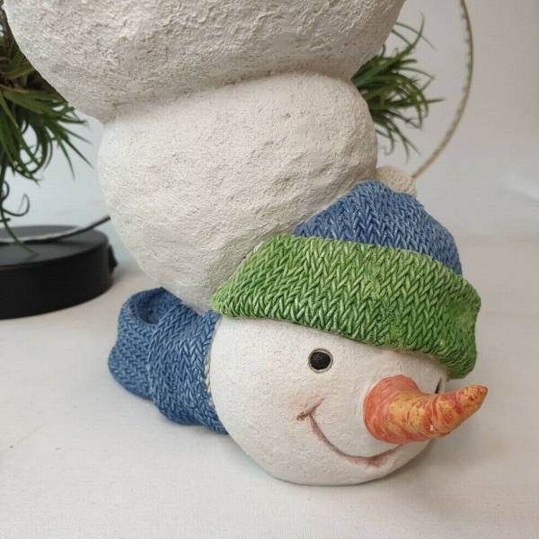 Schneemann auf dem Kopf Dekofigur Snowman Winter Advent Weihnachten Schnee Weihnachtsdeko NEU