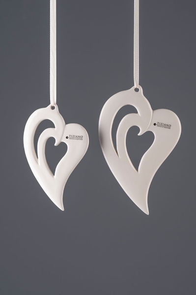 Deko Herz Hänger Alida creme weiß 11 cm - Tiziano