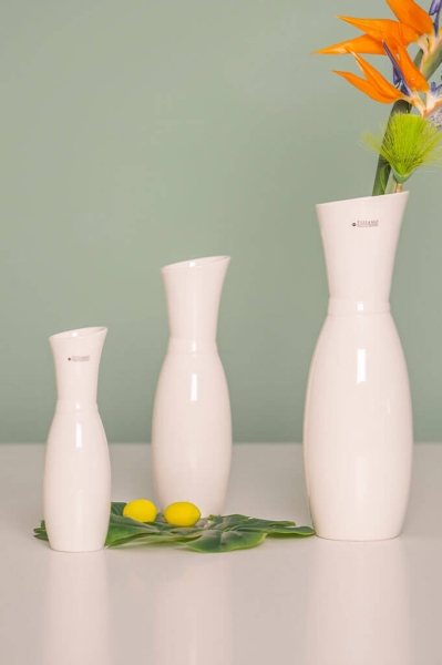 Tiziano Solifleurvase Blumenvase Atena weiss - creme 30 cm