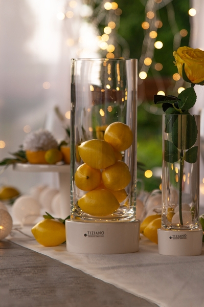 Deko Blumenvase Castello LED creme-weiss 28,0 cm - Tiziano Design