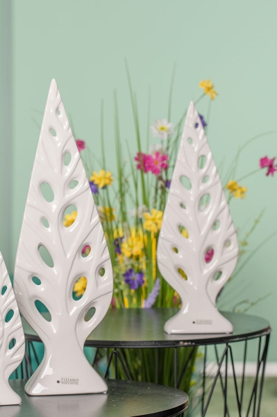 Deko Baum Cipresso creme weiß 28 cm Tiziano