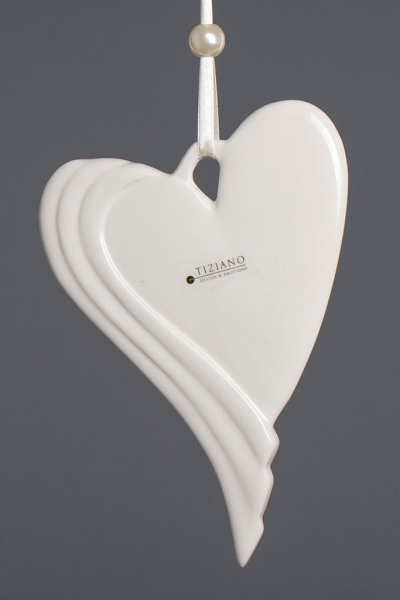 Deko Herzhänger Romeo creme weiß 13 cm - Tiziano