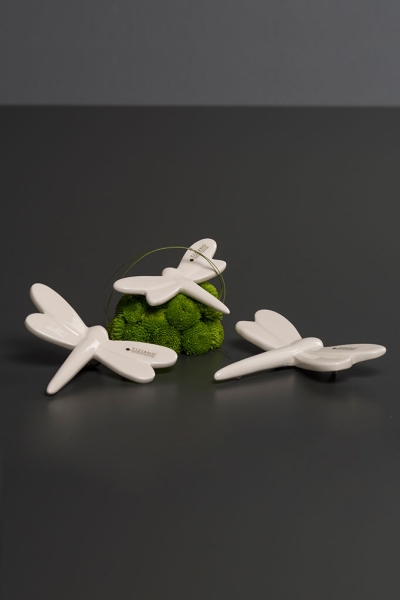 Deko-Figur Libelle creme weiss liegend 11 cm