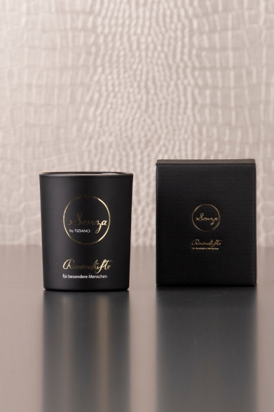 Duft Kerze Senza Sendal Wood Glas schwarz/gold 11 cm - Tiziano Design