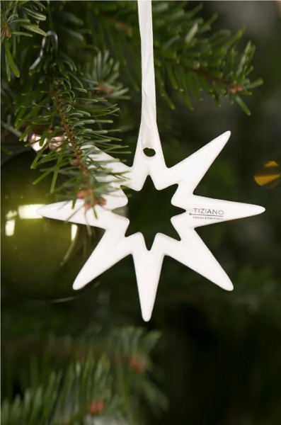 Hänger Stern Diamante creme weiß